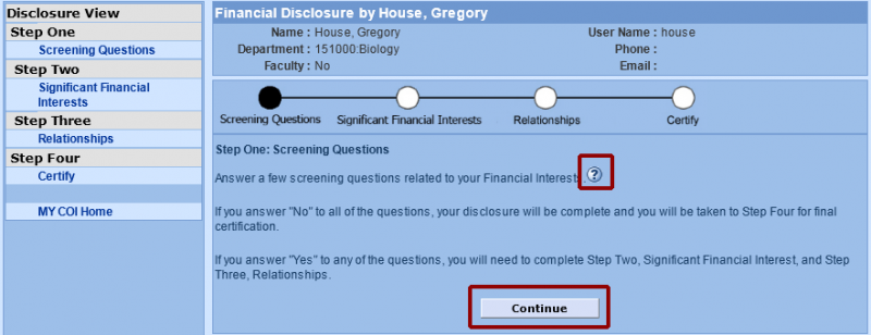 Screening Questions